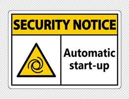 aviso de seguridad inicio automático firmar sobre fondo transparente vector