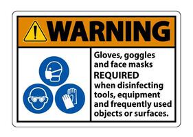 Warning Gloves,Goggles,And Face Masks Required Sign On White Background,Vector Illustration EPS.10 vector