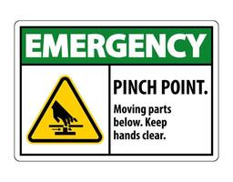 Emergency Pinch Point, Moving Parts Below, Keep Hands Clear Symbol Sign Isolate on White Background,Vector Illustration EPS.10 vector