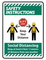 Safety Instructions Social Distancing Construction Sign Isolate On White Background,Vector Illustration EPS.10 vector