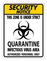 Security Notice Quarantine Infectious Virus Area Sign Isolate On White Background,Vector Illustration EPS.10 vector