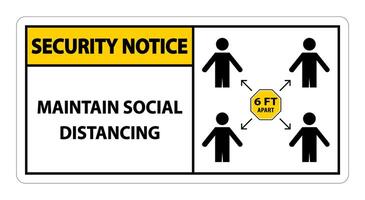 Security Notice Maintain social distancing, stay 6ft apart sign,coronavirus COVID-19 Sign Isolate On White Background,Vector Illustration EPS.10 vector