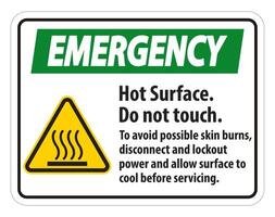 Hot Surface, Do Not Touch, To Avoid Possible Skin Burns, Disconnect And Lockout Power And Allow Surface To Cool Before Servicing Symbol Sign Isolate On White Background,Vector Illustration vector