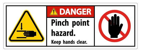 Danger Pinch Point Hazard,Keep Hands Clear Symbol Sign Isolate on White Background,Vector Illustration vector