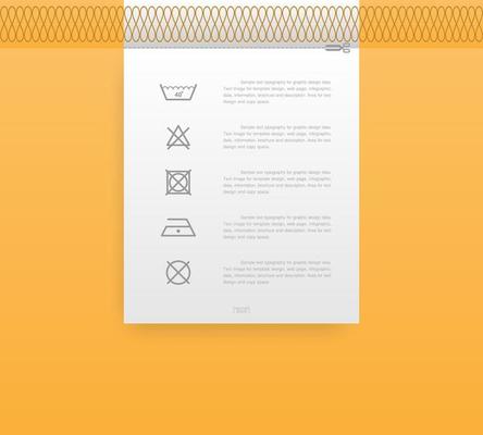 Laundry icon set on tag. Washing care sign and symbol for product banner. Vector.