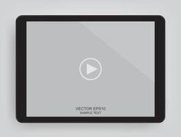 Digital tablet with touchscreen display of video player interface for web and mobile apps. Vector. vector