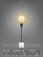 Abstract light bulb and light switch on gray background. Lamp and switch with area for copy space. Vector. vector