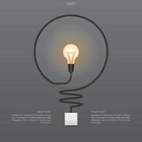 Abstract light bulb and light switch on gray background. Lamp and switch with area for text. Vector. vector