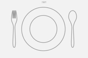 Spoon, dish and fork icon. Set of kitchenware sign and symbol. Vector. vector