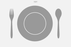 Spoon, dish and fork icon set. Kitchenware sign and symbol. Vector. vector