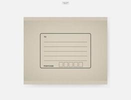 Brown paper envelope. Shipping parcel with area for write address. Object delivery for online shopping. Vector. vector