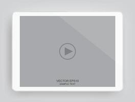 tableta digital con pantalla táctil de interfaz de reproductor de video para aplicaciones web y móviles. vector. vector