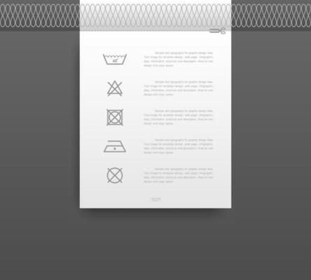 Laundry icon set on tag. Washing care sign and symbol for product banner. Vector.