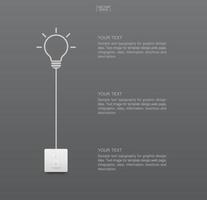 Abstract light bulb and light switch on gray background. Lamp and switch with area for text. Vector. vector