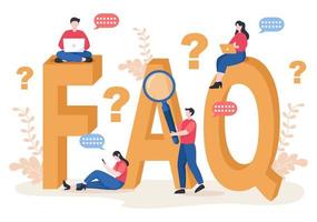 faq o preguntas frecuentes para el sitio web, servicio de asistencia de blogger, asistencia al cliente, información útil, guías. ilustración vectorial de fondo vector