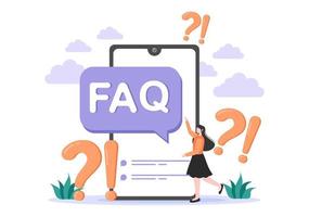 FAQ or Frequently Asked Questions for Website, Blogger Helpdesk, Clients Assistance, Helpful Information, Guides. Background Vector Illustration