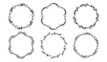 Hand Drawn Borders Elements Set Collection, floral Swirl ornament Vector