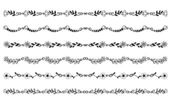 Hand Drawn Borders Elements Set Collection, floral Swirl ornament Vector