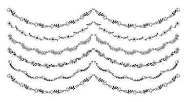 Hand Drawn Borders Elements Set Collection, floral Swirl ornament Vector