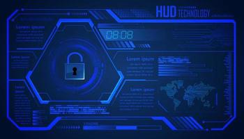 hud cyber circuit future technology concept background safety, security closed padlock, vector