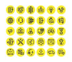 Icons on the subject of computer technology, communication and marketing. Vector. Set of icons for website design and landing. Signs and emblems of corporate identity. Design Material, Pixel Perfect. vector