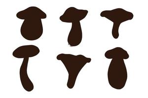 Forest Mushroom Shadows Collection. White mushroom, russula, boletus, chanterelle. Set of edible mushroom silhouettes for logo, menu, recipe, print, sticker, design and decoration vector