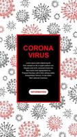 Vertical virus design with hand drawn elements for banners, social media stories, cards, leaflets. Microscope virus close up. Vector illustration in sketch style. COVID-2019