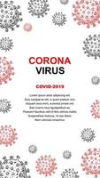 Vertical virus design with hand drawn elements for banners, social media stories, cards, leaflets. Microscope virus close up. Vector illustration in sketch style. COVID-2019