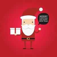 Hipster cartoon santa claus holding gift box. vector