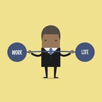 African businessman keeping balance between work and life. vector