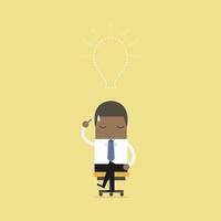 African businessman lost his idea with empty light bulb. vector