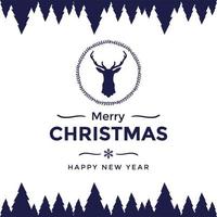 Merry Christmas and Happy New Year with silhouette of reindeer head. vector