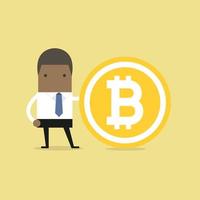 African businessman with a BitCoin. vector