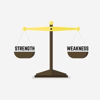 Scales measuring strength versus weakness. vector