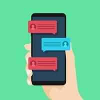 Mobile phone chat message notifications. vector