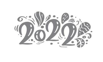 Christmas Card Happy new year 2022 year logo Calligraphy text Vector lettering illustration isolated on white background