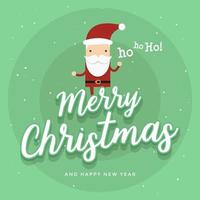 Christmas Greeting Card with Santa Claus on green background. vector