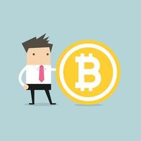 Businessman with a BitCoin. vector