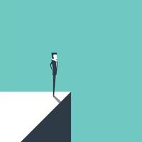 Businessman standing on the edge. Risk and challenge business concept. vector