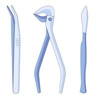 Dental tools and instruments icons set. Stomatology supplies vector icon in a flat style isolated on a white background.