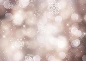 Christmas background with bokeh lights and snowflakes vector