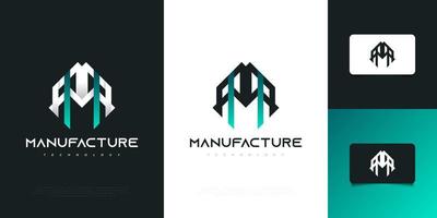 Abstract and Modern Real Estate Logo Design with Letter M and Futuristic Concept vector