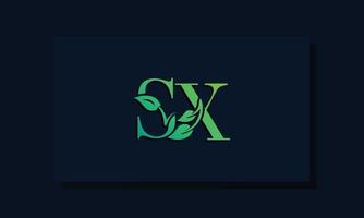 logotipo de sx inicial de estilo de hoja mínima vector