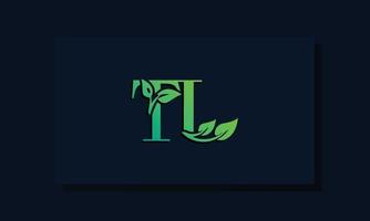 Minimal leaf style Initial TL logo vector