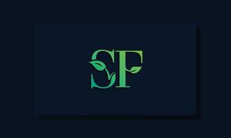 logotipo de sf inicial de estilo de hoja mínima vector