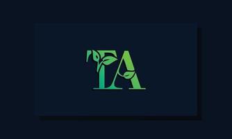 Minimal leaf style Initial TA logo vector