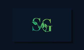 logotipo de sg inicial de estilo de hoja mínima vector
