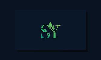 logotipo de sy inicial de estilo de hoja mínima vector