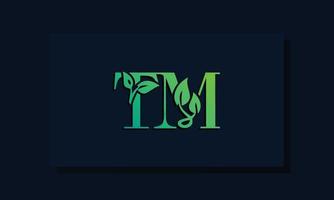 logotipo de tm inicial de estilo de hoja mínima vector