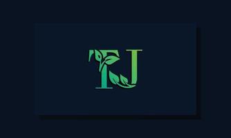 Minimal leaf style Initial TJ logo vector